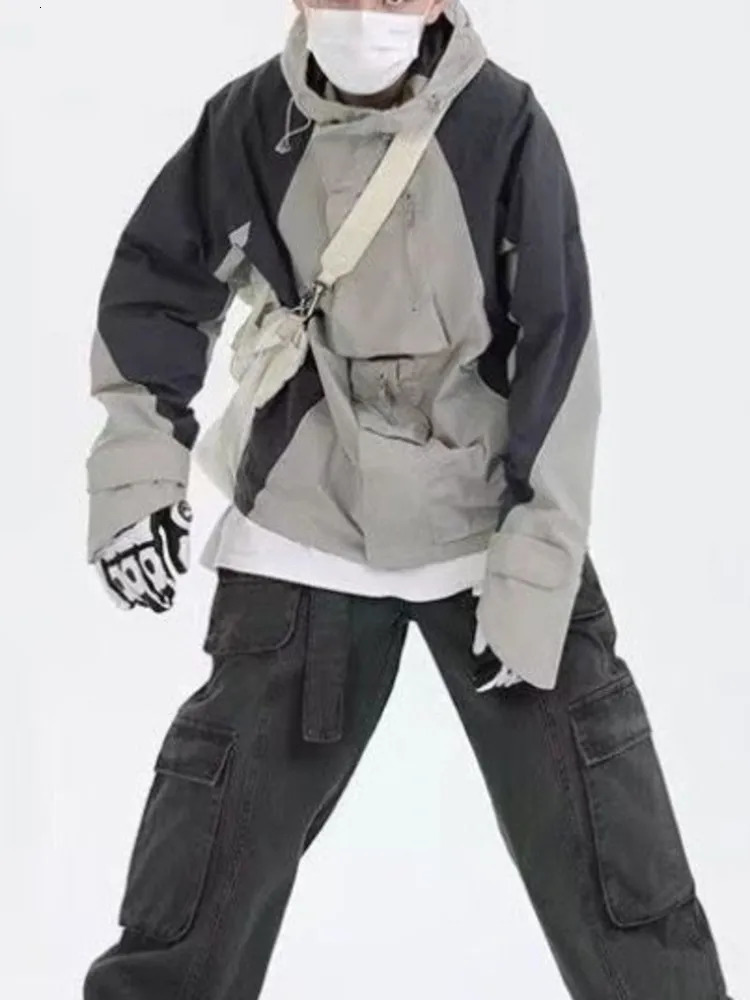 Men's Fur Faux Fur Vintage Outdoor Jackets Men Women Y2k Streetwear Oversized Spring Hooded Harajuku Windbreaker Coat Korean Fashion Outerwear 23