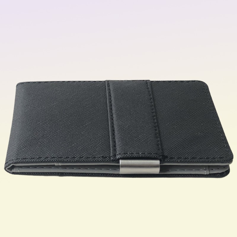 Fashion Solid Men039s Thin Bifold Money Clip Leather Wallet with A Metal Clamp Female