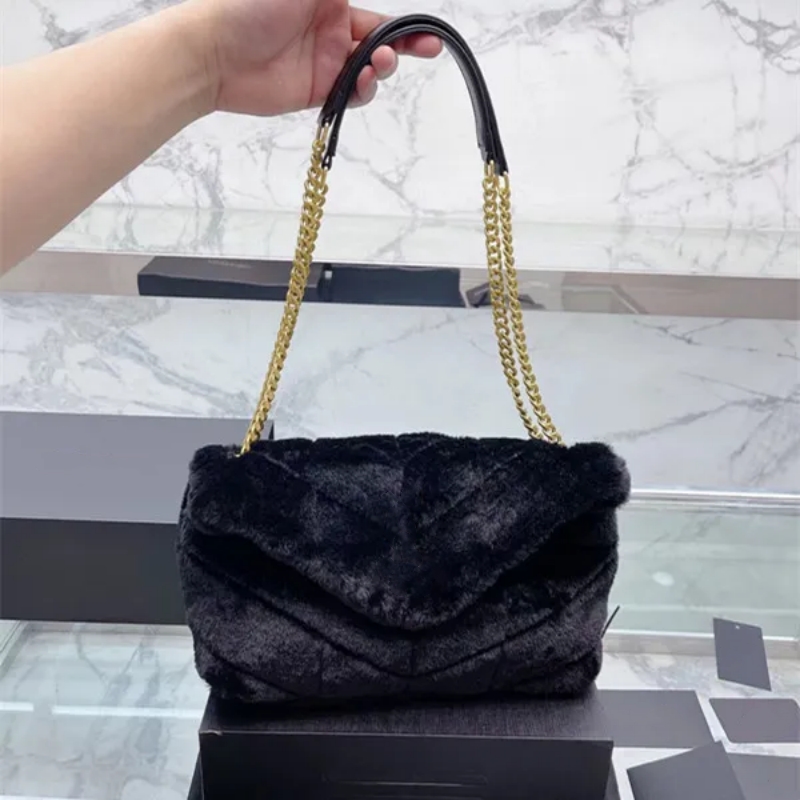 Designer fashion chain bag new wool single shoulder messenger bag vintage lettering envelope bag Tote