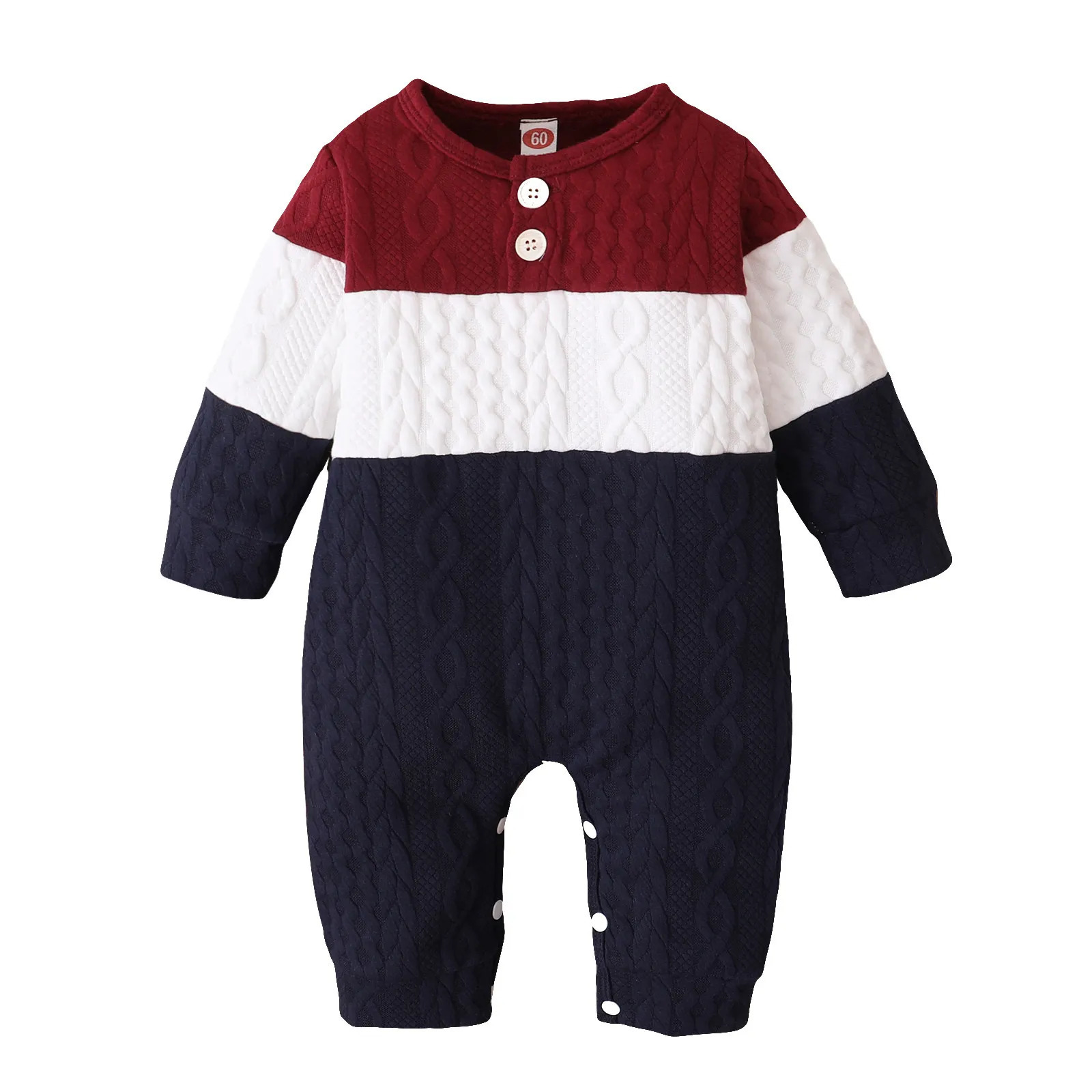 Rompers Cute Rompers Jumpsuit For Kids Winter Infant Baby Boys Girls Long Sleeve Patchwork Color Romper Jumpsuit Clothes 230927