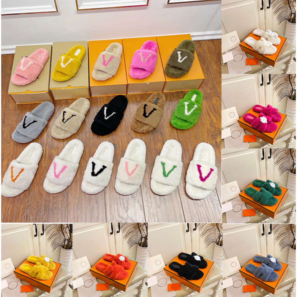 Women Oran sandals Fur Slippers Designer Trendy Furry Sandals Ladies Fluffy Shearling Sheep Slides Wool Flats Fuzzy Soft Warm Slippers Winter Home Outdoor Mules