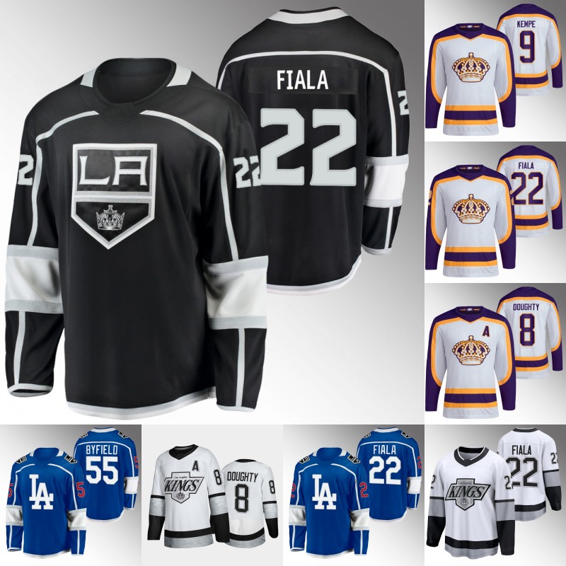 LA Kevin Fiala Jersey Phillip Danault Adrian Kempe Anze Kopitar Drew Doughty Cal Petersen Trevor Moore Dustin Brown Quinton Byfield Angus Booth Brandt Clarke Jersey