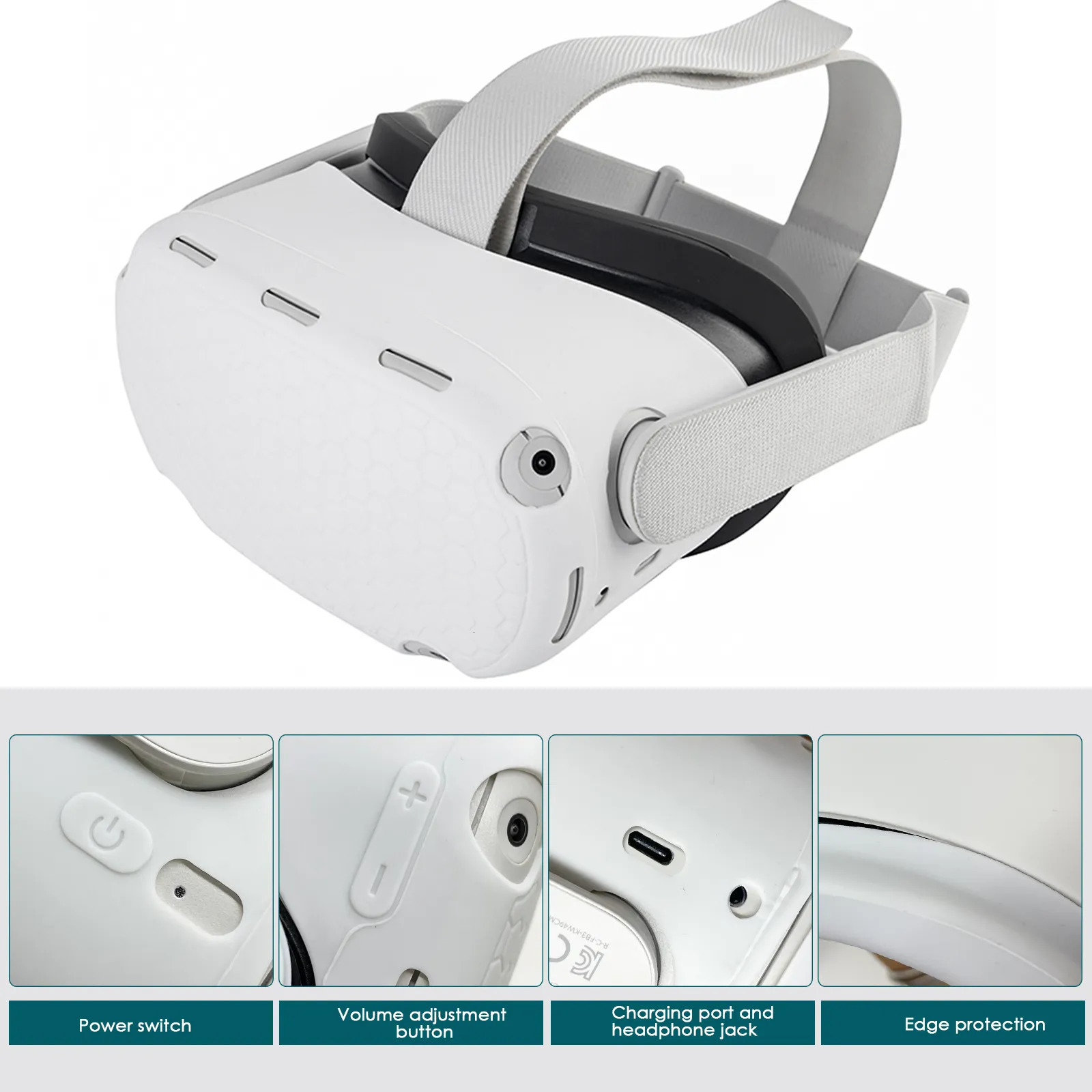 VRAR Accessorise Silicone Protective Cover Set For Oculus Quest 2 VR Controller Headset Head Face Eye Pad Meta Quest2 Accessories 230927