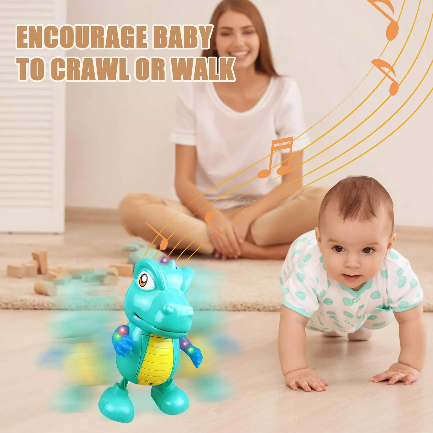 Intelligence toys Musical Dancing Dinosaur Baby Toy Electric Dancing and Singing Toys with Lights and Sounds for Toddlers Age 1 2 3 Birthday Gift 2309