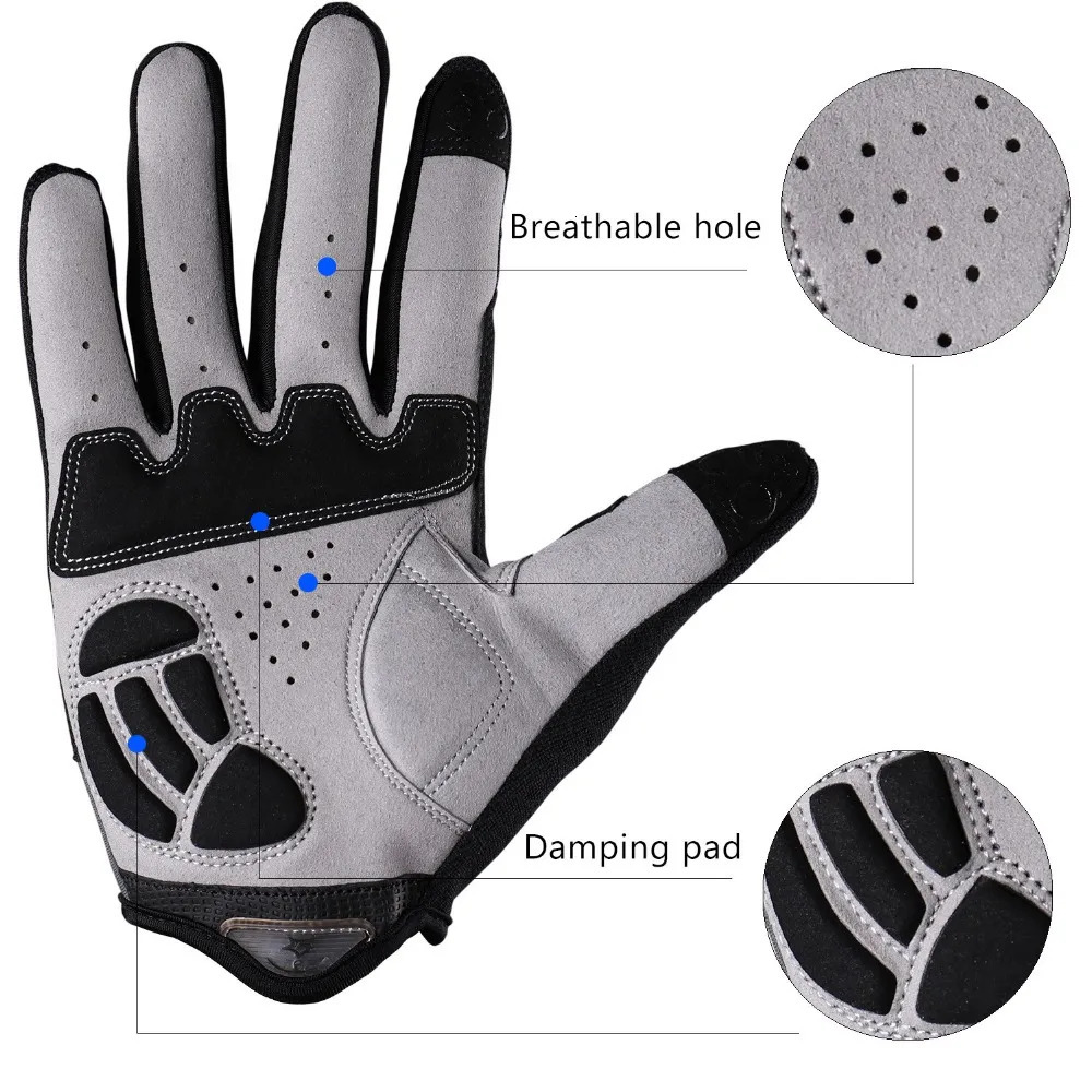 Five Fingers Gloves ROCKBROS Cycling Sponge Pad Long Finger Motorcycle For Bicycle Mountain Bike Glove Touch Screen MTB 230928