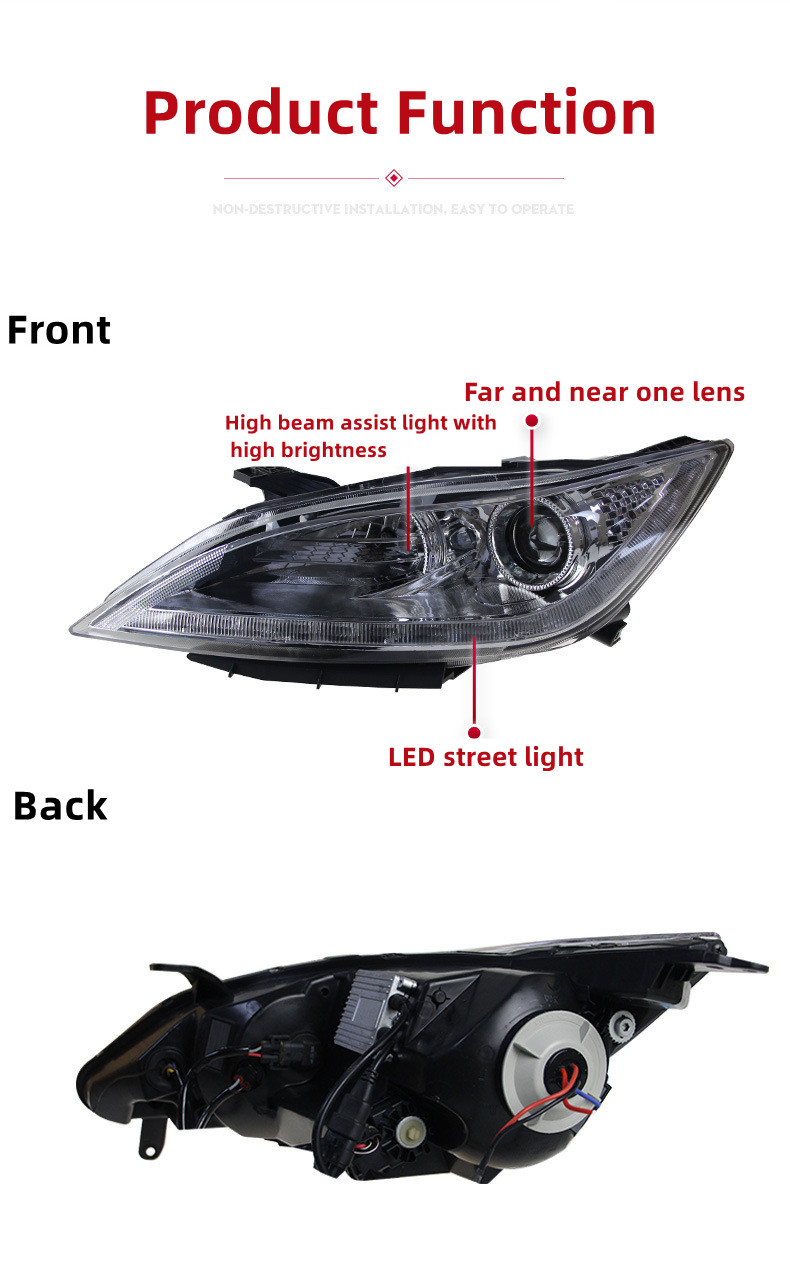 Car Headlights Assembly for CHANGAN EADO 2012-20 15 LED Daytime Running Light Highlight High Beam Xenon Headlight