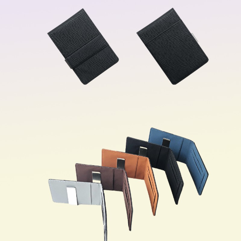 Fashion Solid Men039s Thin Bifold Money Clip Leather Wallet with A Metal Clamp Female