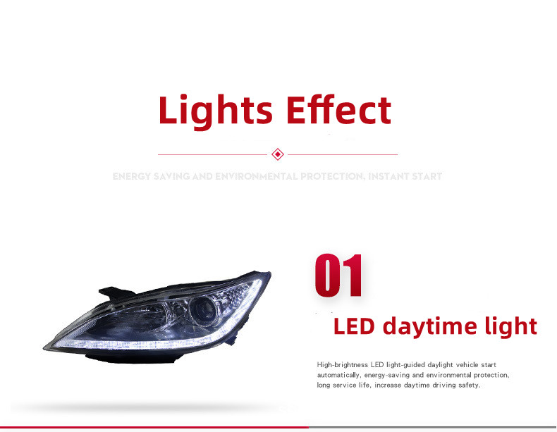 Car Headlights Assembly for CHANGAN EADO 2012-20 15 LED Daytime Running Light Highlight High Beam Xenon Headlight