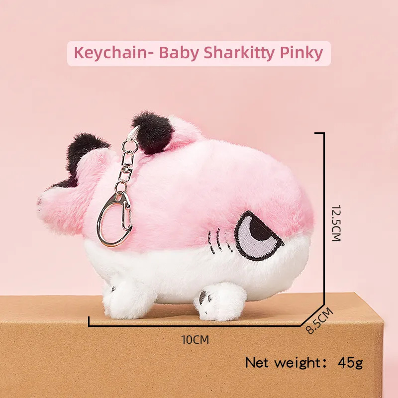 Plush Keychains Cute Cartoon Plush Toy Keychain Baby Pink Sharkitty Keychain Kawaii Plush Key Ring Ladies Student Bags Luggage Pendant 230927