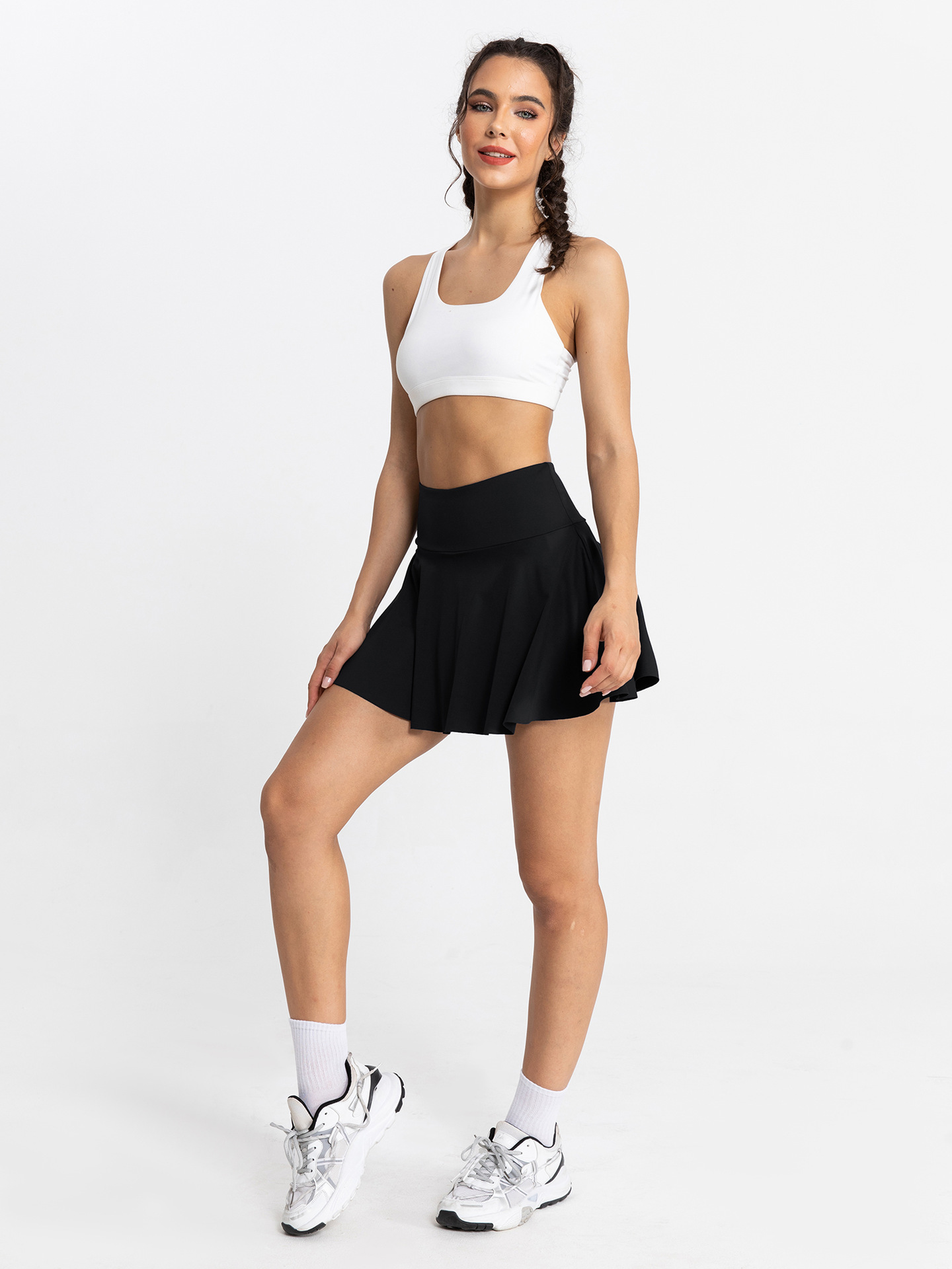 2025--Pleated Skirts Yoga Outfits Tennis Golf Sports Shorts with Inside Pocket Womens Leggings Quick Dry Breathable Pants Running Exercise Fitness Gym