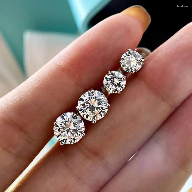Moissanite Earrings Choucong Trendy 3/5/6.5/9mm Lab Diamond Earring Real 925 Sterling Silver Engagement Wedding For Women Men Party Jewelry