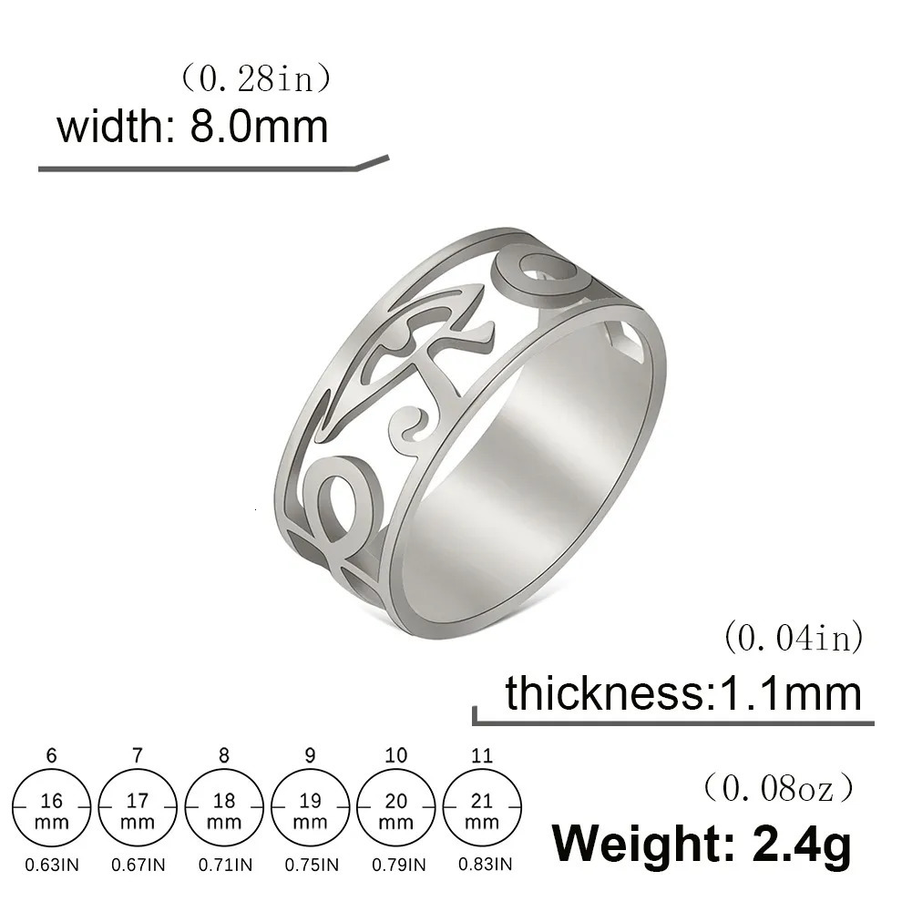 Wedding Rings YILUOCD Stainless Steel Ancient Egypt Ra Udjat Ring Eye Of Horus Ankh Cross Ring for Women Protection Amulet Egyptian Jewelry 230928