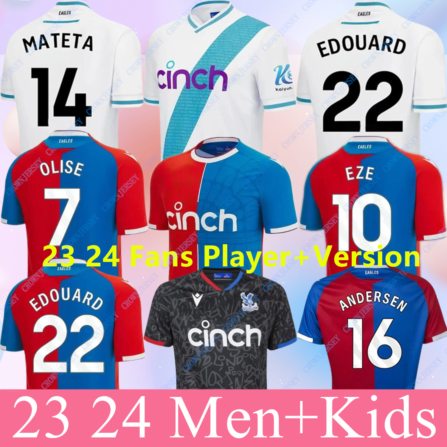 23 24 OLISE Crystal Soccer Jerseys 2023 2024 ZAHA EZE J.AYEW Palace home Top Football shirt Kit BENTEKE SCHLUPP MATETA EDOUARD GALLAGHER jersey uniforms