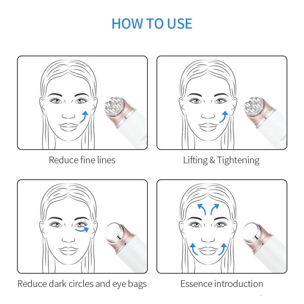 Face Care Devices Mini EMS Eye Skin Firm Machine ION Heat Eye Massager Anti Wrinkle LED Pon Rejuvenation Beauty Pen 230927