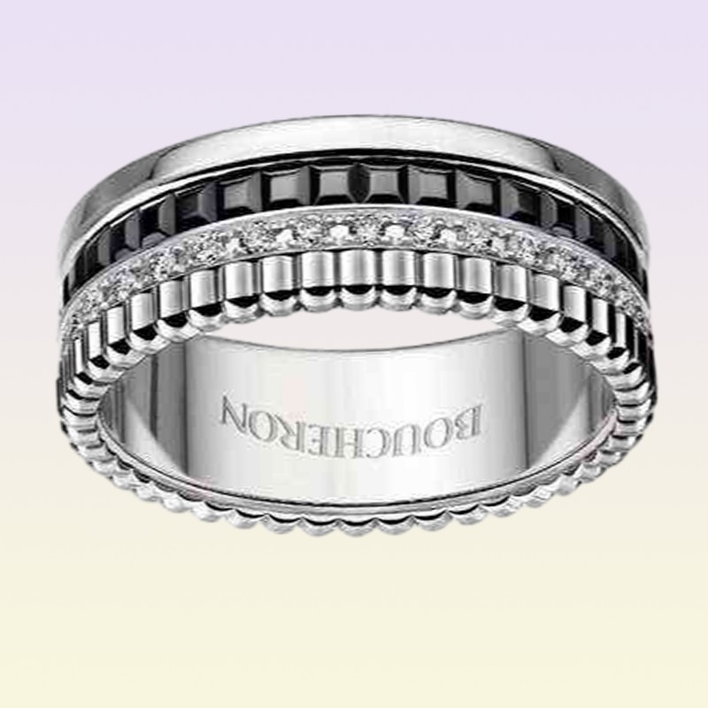Diamond inlaid ceramic full diamond gear can rotate wide version lovers039 jewelry love comes Qi Wei039s same ring