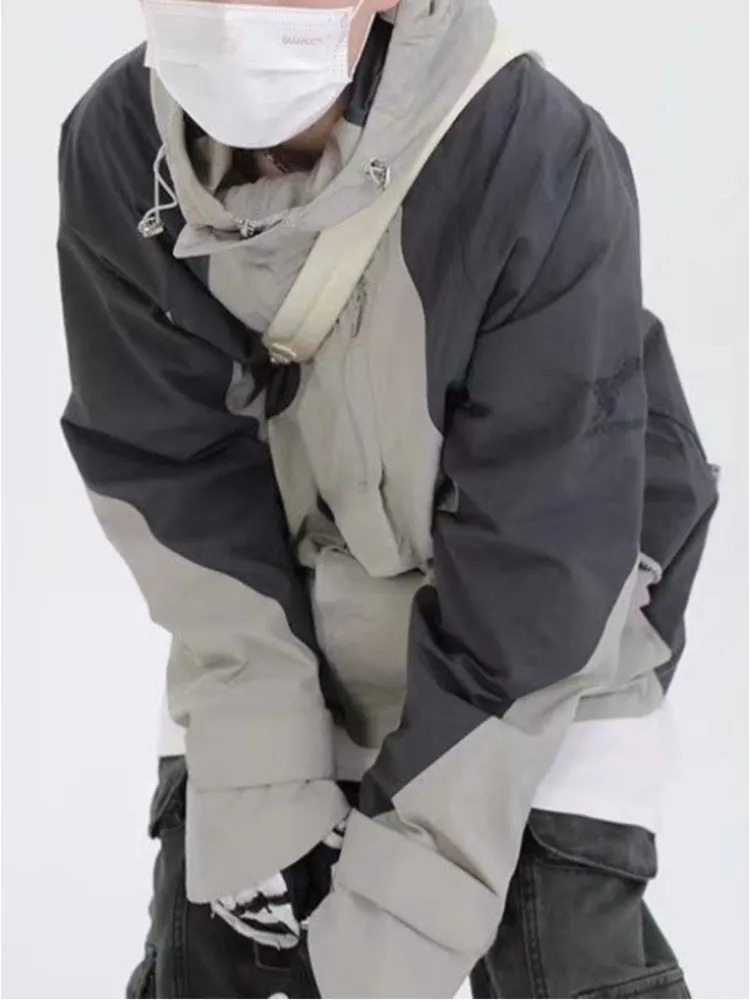 Men's Fur Faux Fur Vintage Outdoor Jackets Men Women Y2k Streetwear Oversized Spring Hooded Harajuku Windbreaker Coat Korean Fashion Outerwear 23