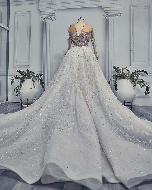 2023 Oct Arabic Aso Ebi Plus Size Luxurious Mermaid Wedding Dress Beaded Crystals Sexy Bridal Gowns Dresses ZJ244