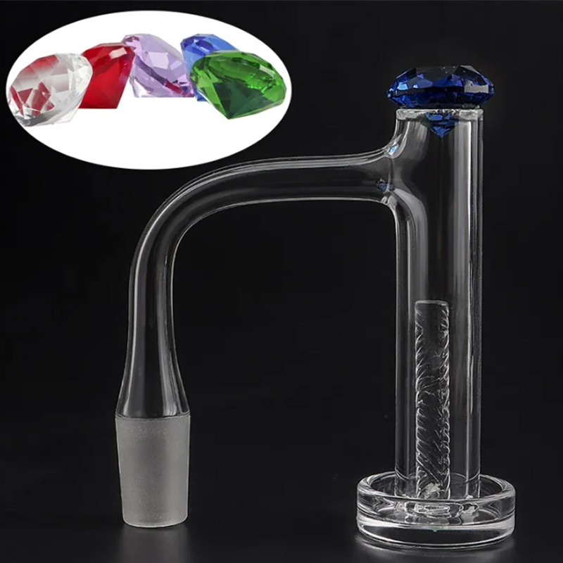 Full Weld Control Tower Quartz Banger Beveled Edge 16mmOD Quartz Nails With 20mmOD Diamond Carb Cap Solid Etched Terp Pillars Handmade Quartz Banger Nails Set