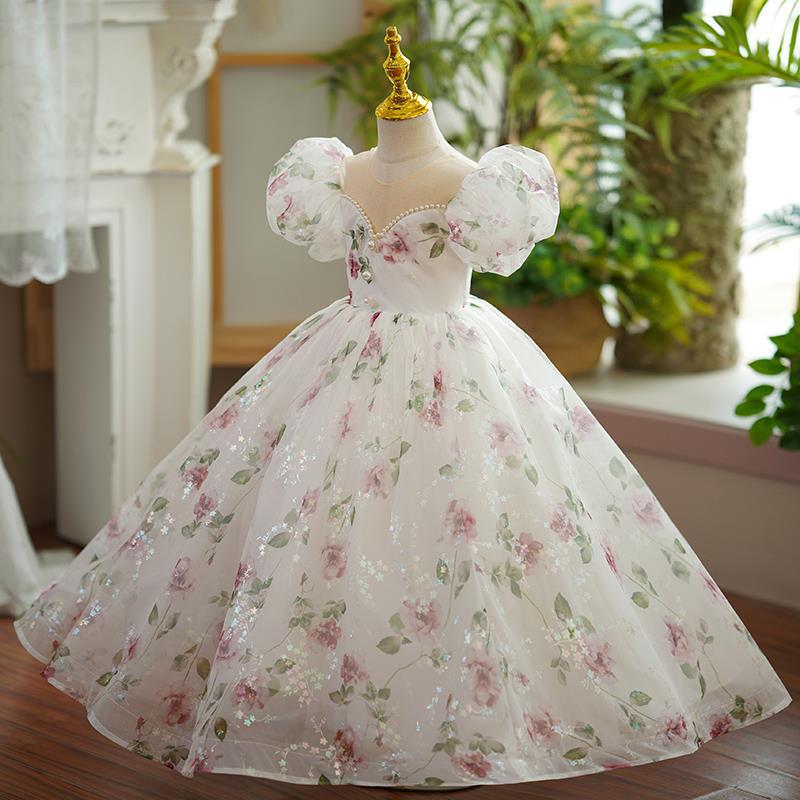 Ball Gown Wer Girl Dresses Layered Ruffles 3D Lowers Little Glitz Girls Toddler Pageant Gowns Tulle Pearls First Communion Dress 403 6660312