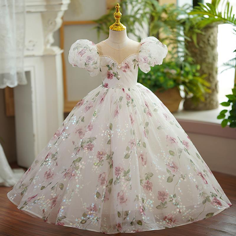 Ball Gown Wer Girl Dresses Layered Ruffles 3D Lowers Little Glitz Girls Toddler Pageant Gowns Tulle Pearls First Communion Dress 403 6660312