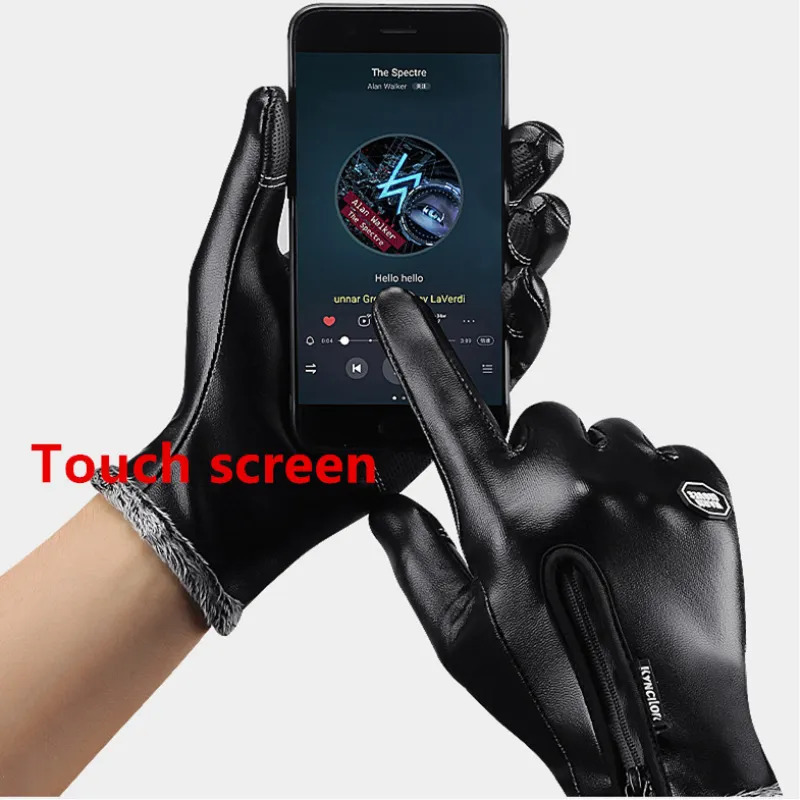 Five Fingers Gloves Winter Men Women Warm Thermal Fleece Leather with Zipper Windproof Waterproof Ski Snow Snowboard Touch 230928