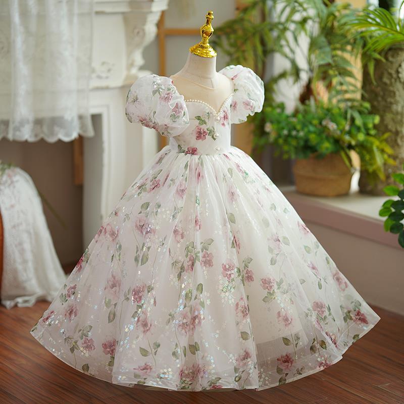 Ball Gown Wer Girl Dresses Layered Ruffles 3D Lowers Little Glitz Girls Toddler Pageant Gowns Tulle Pearls First Communion Dress 403 6660312