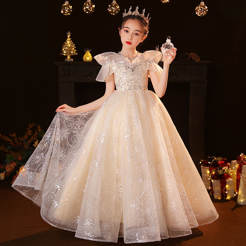 Champagne Lace Wer Girl Dresses Ball Gown Backless Lilttle Kids Pageant Weddding Gowns Tulle First Holy Communion Sexy Birthday Dress 403 6660311