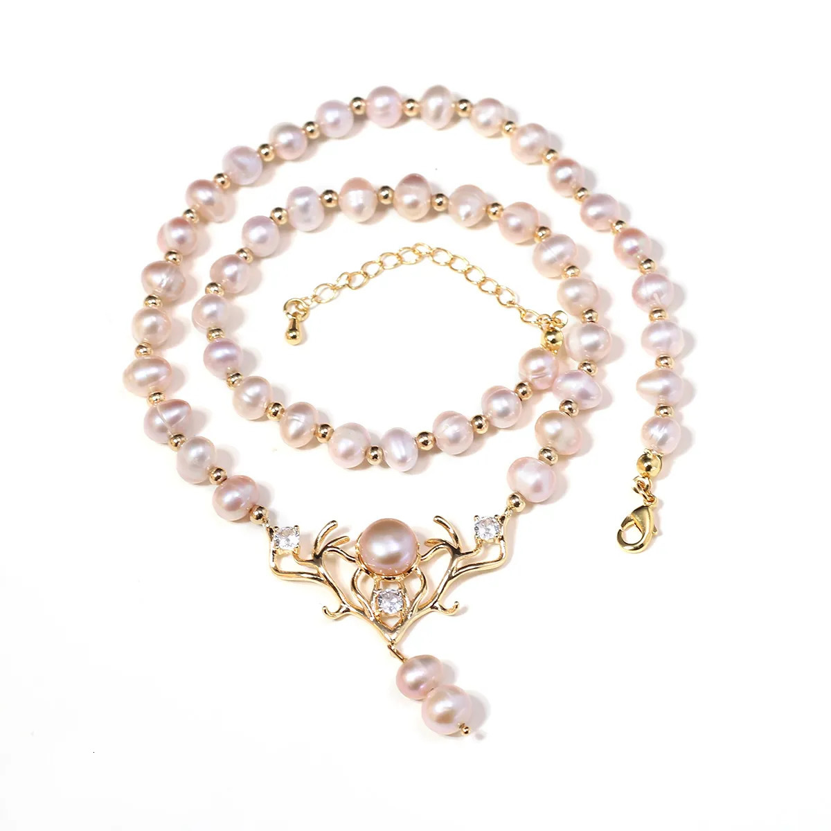 Pendant Necklaces Natural Freshwater Pearl Necklace Pink Round Shape Exquisite Accessories Women Personality Girls Wedding Party Jewelry 230928