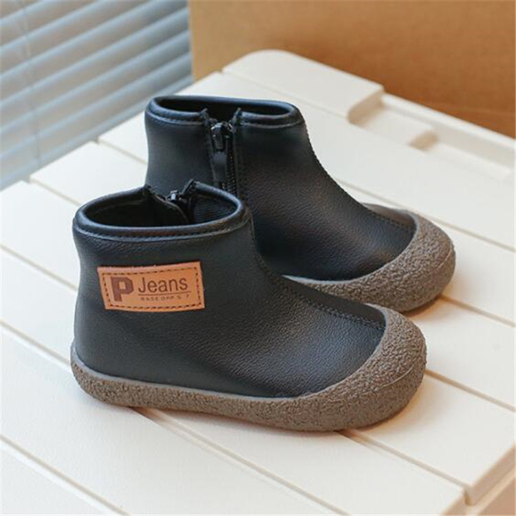 Kids Martin Boots Autumn Side Zipper Children Ankle Boot Winter Boys Girls Fashion Shoes Soft Leather Toddlers Baby Chelsea Boots