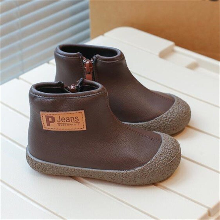 Kids Martin Boots Autumn Side Zipper Children Ankle Boot Winter Boys Girls Fashion Shoes Soft Leather Toddlers Baby Chelsea Boots