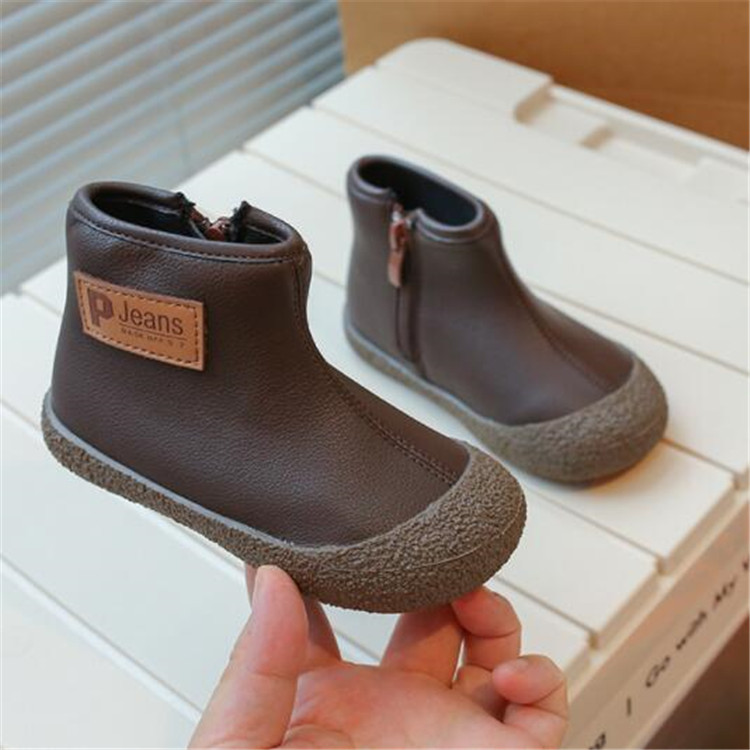 Kids Martin Boots Autumn Side Zipper Children Ankle Boot Winter Boys Girls Fashion Shoes Soft Leather Toddlers Baby Chelsea Boots