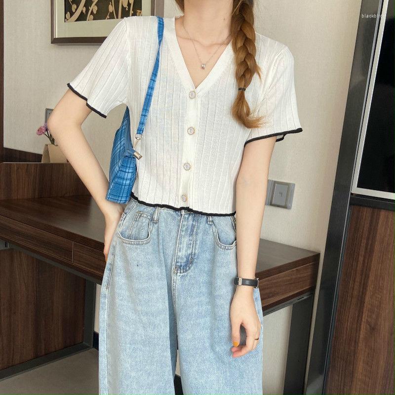 Womens T Shirts Lady Pink Knitted Tank Tops Female Solid Short Sleeve Slim Top Girl Casual Women T-shirt Summer Clothes Cloth