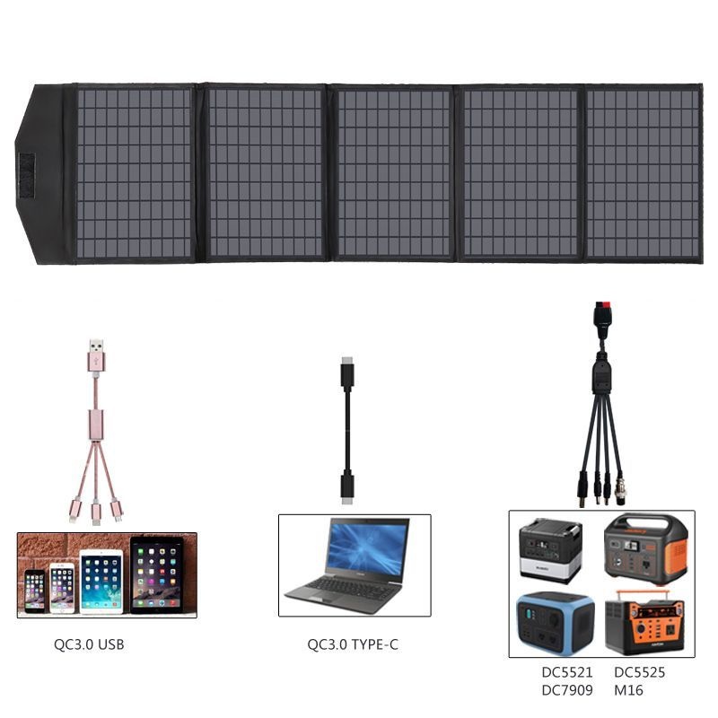 Solar Charger 90W 120W 150W 200W 475W Portable Solar Panel Kit Foldable PET IPX67 Waterproof With Multiple Output Ports USB Type-C DC MC4 for Power St