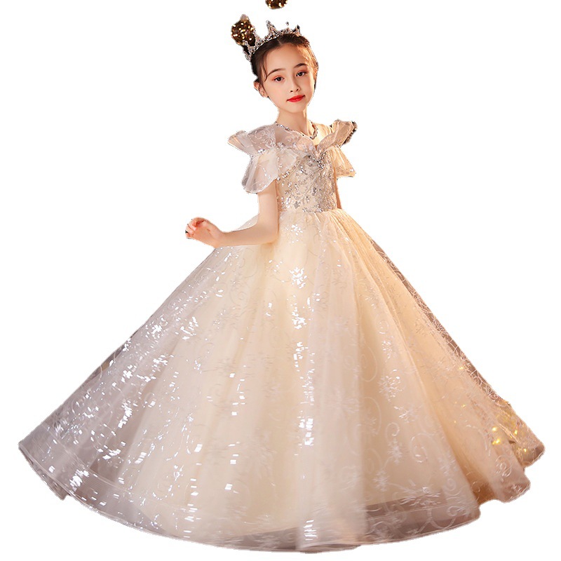 Champagne Lace Wer Girl Dresses Ball Gown Backless Lilttle Kids Pageant Weddding Gowns Tulle First Holy Communion Sexy Birthday Dress 403 6660311