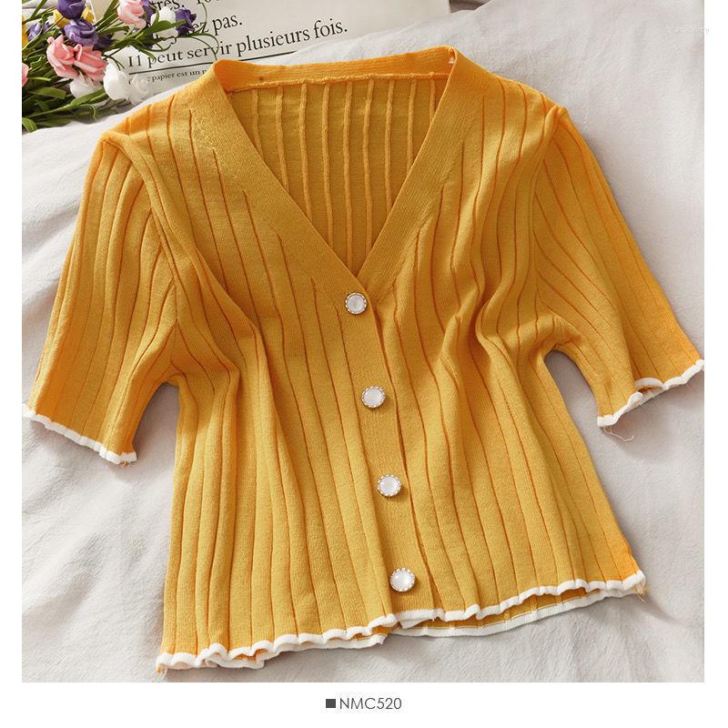 Womens T Shirts Lady Pink Knitted Tank Tops Female Solid Short Sleeve Slim Top Girl Casual Women T-shirt Summer Clothes Cloth