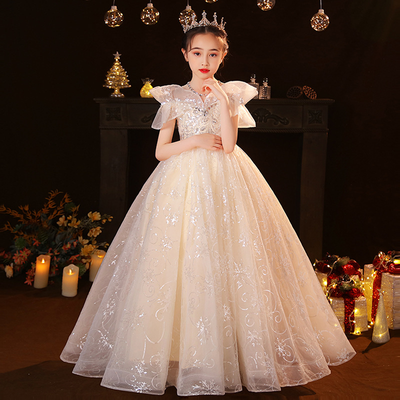 Champagne Lace Wer Girl Dresses Ball Gown Backless Lilttle Kids Pageant Weddding Gowns Tulle First Holy Communion Sexy Birthday Dress 403 6660311