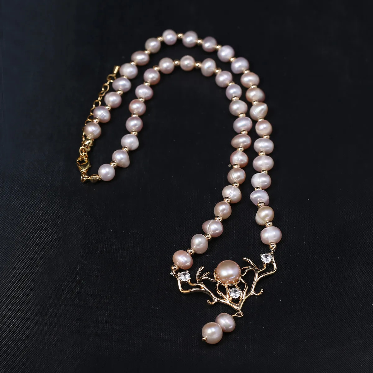 Pendant Necklaces Natural Freshwater Pearl Necklace Pink Round Shape Exquisite Accessories Women Personality Girls Wedding Party Jewelry 230928