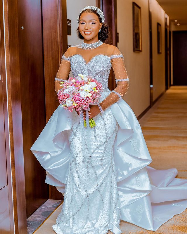 2023 Oct Arabic Aso Ebi Plus Luxurious Mermaid Wedding Dress Crystals Beaded Sexy Bridal Gowns Dresses ZJ055