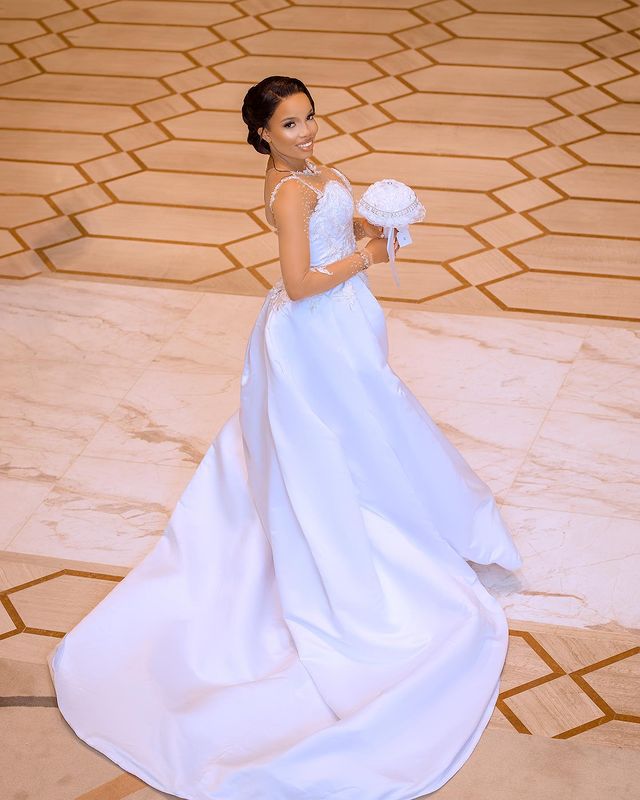 2023 Oct Arabic Aso Ebi Plus Lace Mermaid Wedding Dress Beaded Detachable Train Satin Bridal Gowns Dress ZJ303