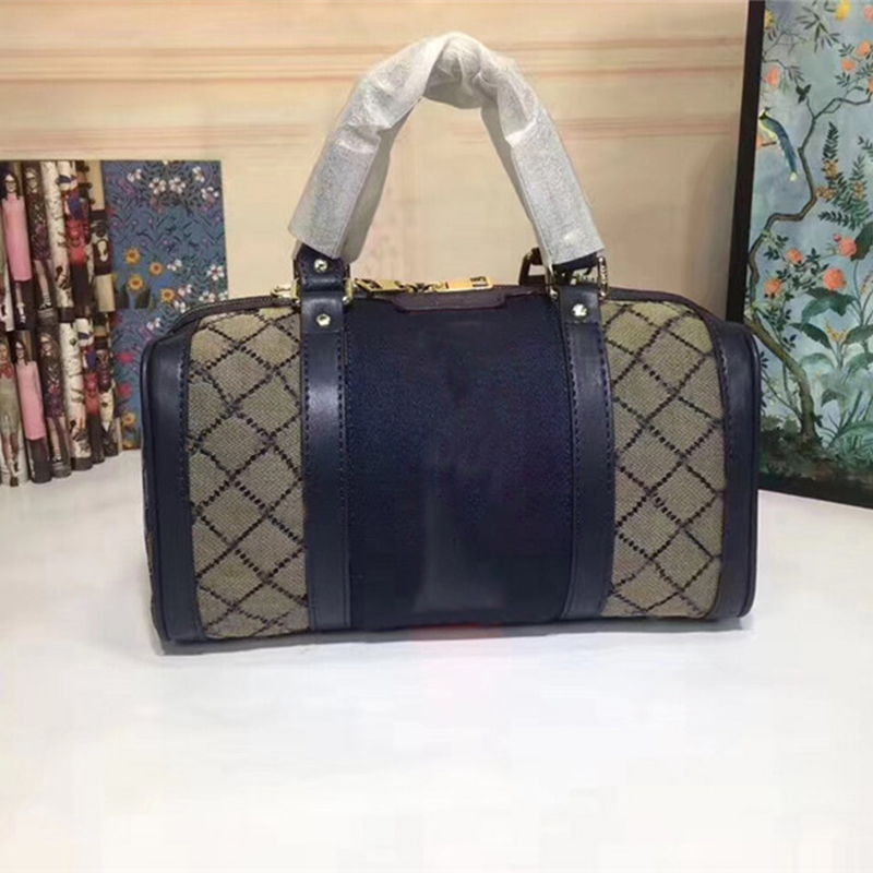 Designer Bags Sherry Canvas Line Leather 2Way Boston Beige Shoulder Bag