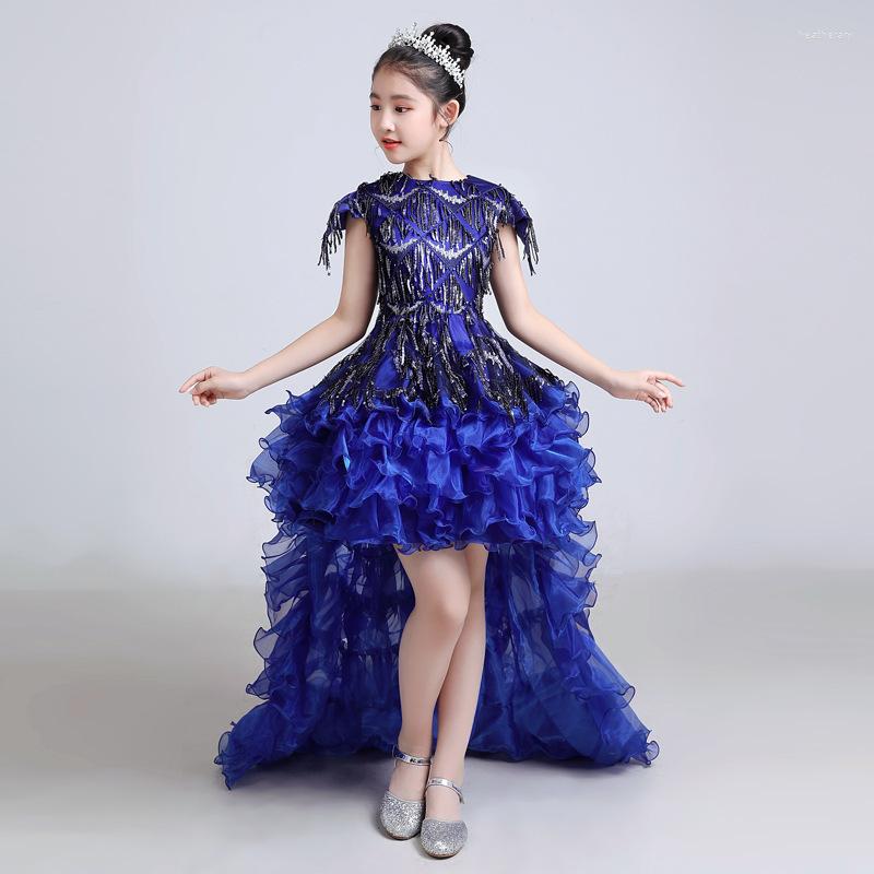 Ethnic Clothing Girl Princess Tailing Evening Dress Blue Tassel Winter Children Oriental Wedding Gown Asymmetrical Piano Chinese Year Cloths
Ethnic Clothing Girl Princess Tailing Evening Dress Blue Tassel Winter Children Oriental Wedding Gown Asymmetrical Piano Chinese Year Cloths