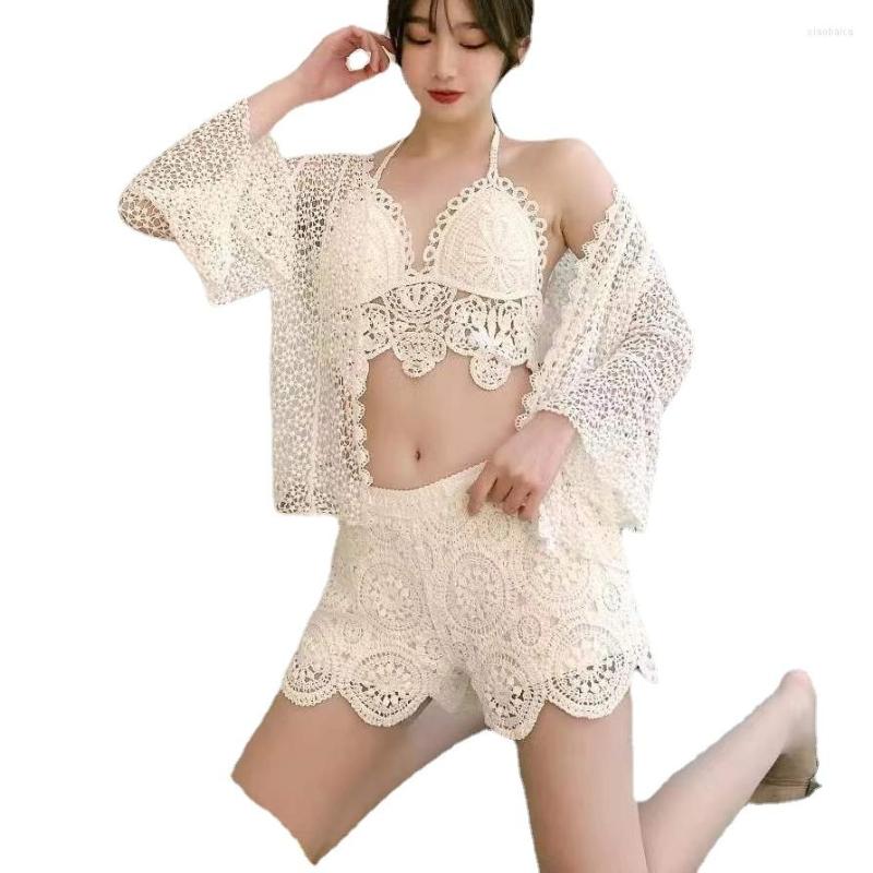 Women's Tracksuits 3pcs Swiming Set Women Summer Hook Hollow Out Crochet Sets Cool Shorts, White camisole
Women's Tracksuits 3pcs Swiming Set Women Summer Hook Hollow Out Crochet Sets Cool Shorts, White camisole