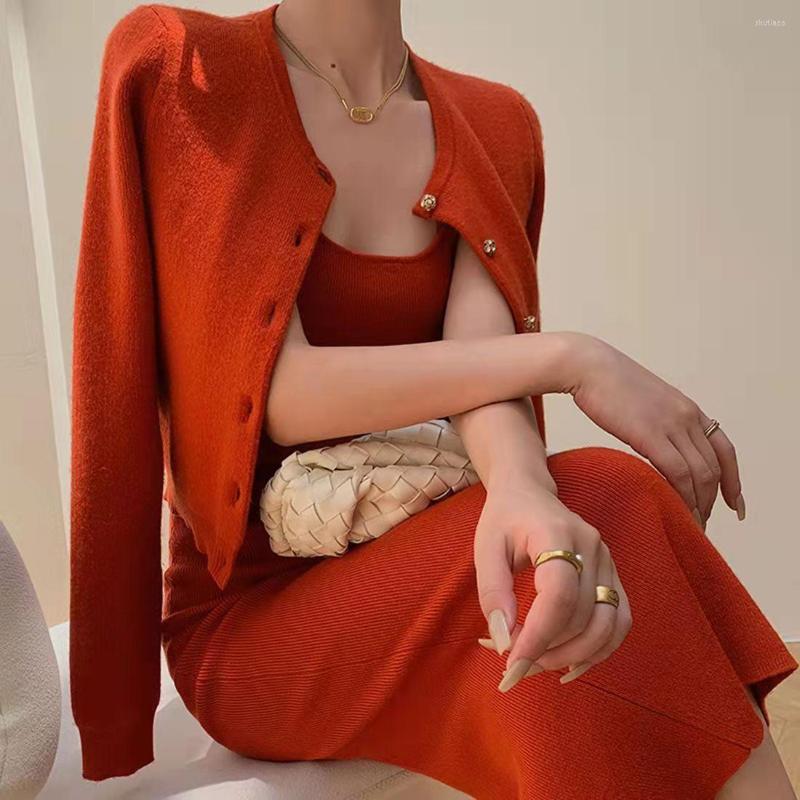 Work Dresses Vintage Red Slim Dress Set Women' Clothing 2023 Autumn Winter Round Neck Knitted Cardigan Coat & Long Two Piece Sets
Work Dresses Vintage Red Slim Dress Set Women' Clothing 2023 Autumn Winter Round Neck Knitted Cardigan Coat & Long Two Piece Sets
