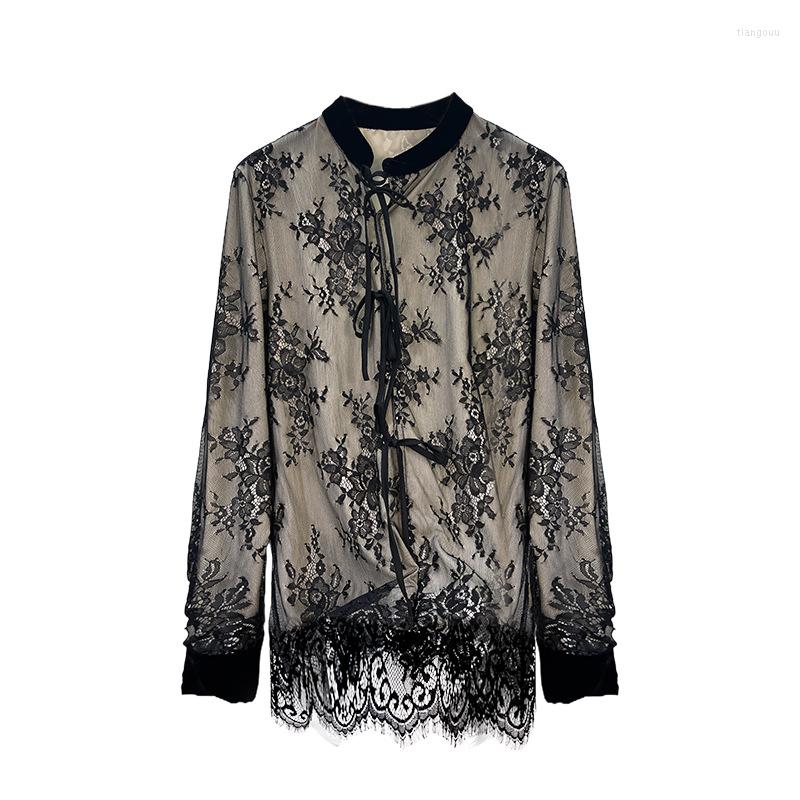 Women' Blouses 2023 Spring Fashion Style High Quality Women Velvet Hollow Out Mesh Patchwork Long Sleeve Sexy Black Lace Tops Blouse, Picture shown
Women' Blouses 2023 Spring Fashion Style High Quality Women Velvet Hollow Out Mesh Patchwork Long Sleeve Sexy Black Lace Tops Blouse, Picture shown