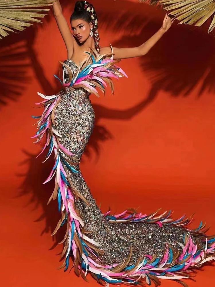 Casual Dresses 2023 Runway Fashion Evening Party Dress Colorful Feathers Women Strapless Bodycon Long Mermaid Prom, Multi
Casual Dresses 2023 Runway Fashion Evening Party Dress Colorful Feathers Women Strapless Bodycon Long Mermaid Prom, Multi