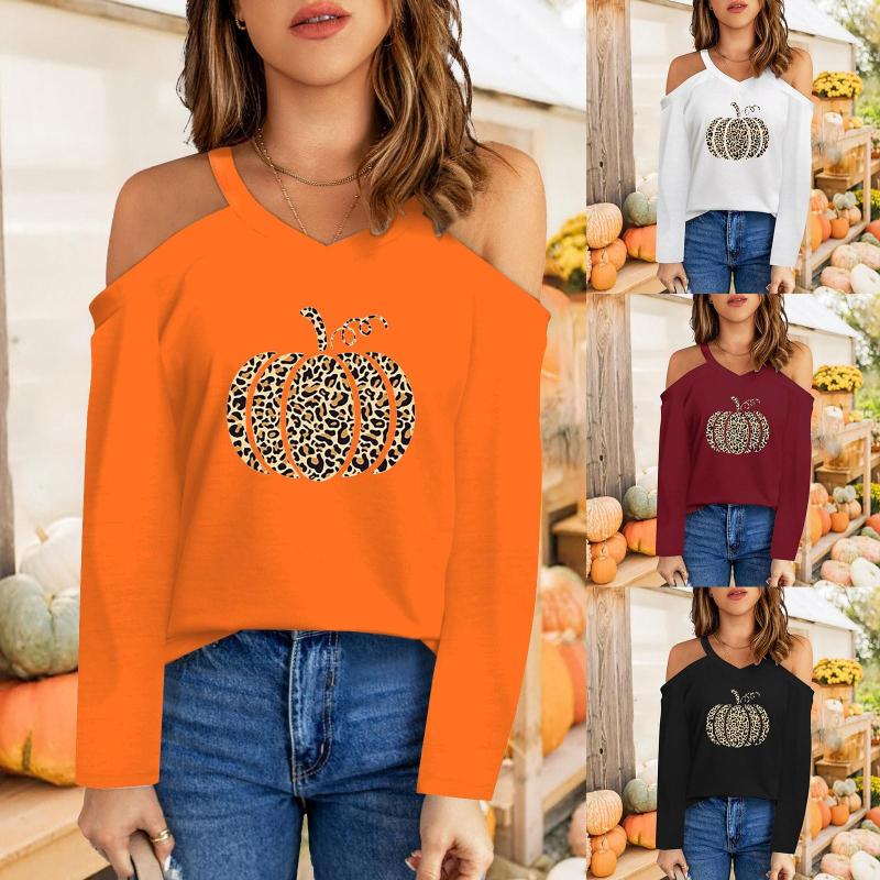 Women's T Shirts Short Women's Leopard Pumpkin Print V Neck Shirt Strap Cold Shoulder Tunic Soft Corduroy Women Cute Summer, Black
Women's T Shirts Short Women's Leopard Pumpkin Print V Neck Shirt Strap Cold Shoulder Tunic Soft Corduroy Women Cute Summer, Black