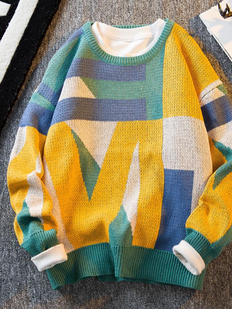 Men' Sweaters Mafokuwz Geometric Retro Clashing Colors Sweater Men' Autumn Winter Niche O-neck Pullover Knitted Grunge, Black
Men' Sweaters Mafokuwz Geometric Retro Clashing Colors Sweater Men' Autumn Winter Niche O-neck Pullover Knitted Grunge, Black