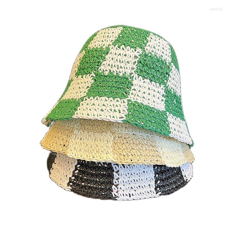 Berets 2023 Women's Hat Plaid Straw Bucket Patchwork Sun Visor Crochet Ladies Cap For Women Wholesale Beach Caps, Green
Berets 2023 Women's Hat Plaid Straw Bucket Patchwork Sun Visor Crochet Ladies Cap For Women Wholesale Beach Caps, Green