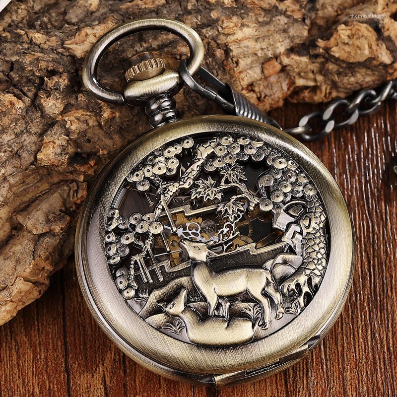 Pocket Watches Unique Bronze Deer Flowers Case Mechanical Watch Men Retro Big Dial Hand Wind With Fob Chain Reloj De Bolsillo
Pocket Watches Unique Bronze Deer Flowers Case Mechanical Watch Men Retro Big Dial Hand Wind With Fob Chain Reloj De Bolsillo