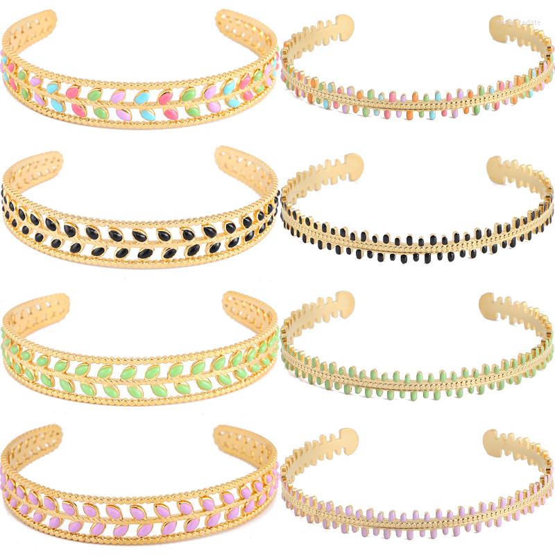 Bangle Colorful Painted Drip Oil Open Cuff Bangles For Women Gold Fashion Adjustable Geometric Stainless Steel Bracelet Jewelry
Bangle Colorful Painted Drip Oil Open Cuff Bangles For Women Gold Fashion Adjustable Geometric Stainless Steel Bracelet Jewelry